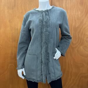 CHI by Falchi Gray Faux Suede Shearling Lined Jacket Women’s Size M